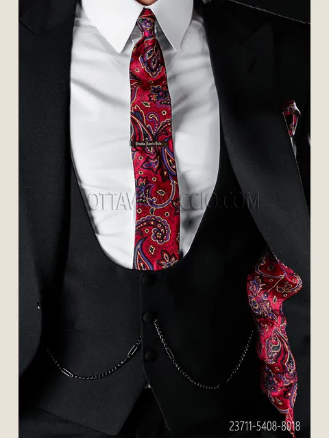 Waistcoat low-cut in black wool blend