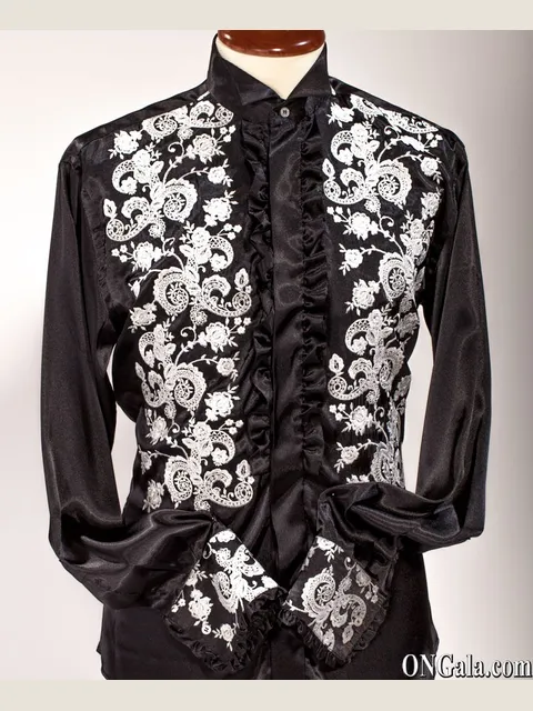 Black shirt with glitter embroidery