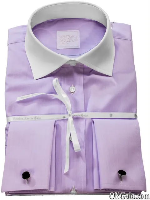 Wisteria cotton shirt with contrasting collar