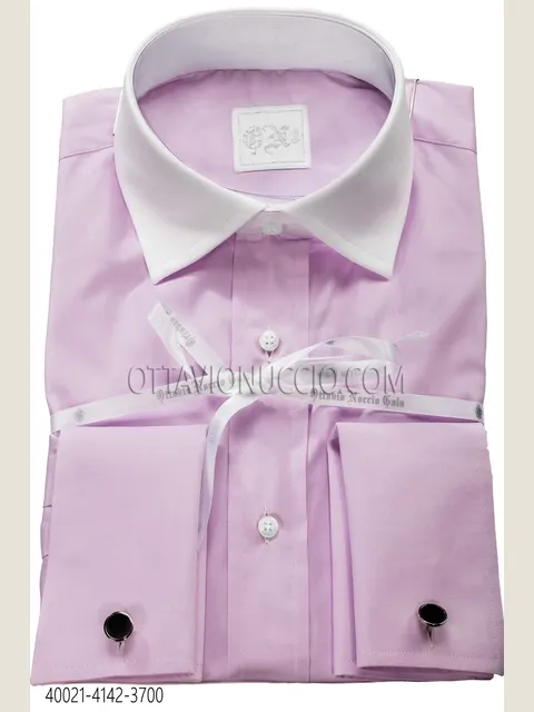 Wisteria oxford cotton shirt with contrasting collar