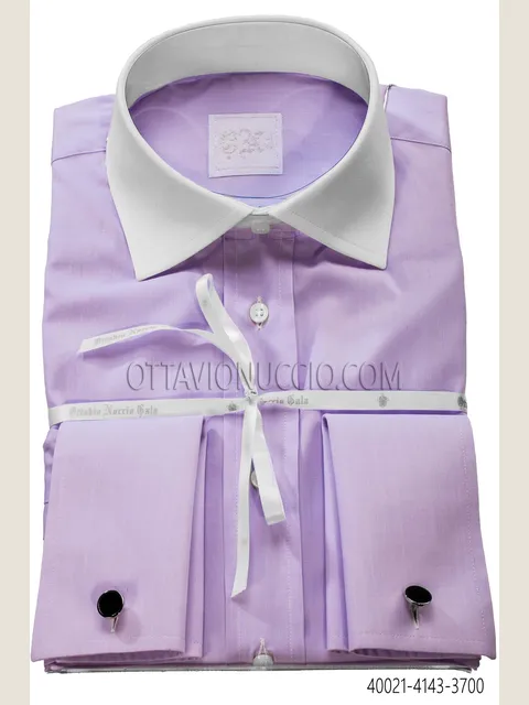 Wisteria figured cotton shirt with contrasting collar
