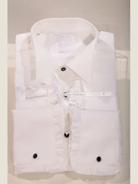 White microfibre shirt with frill