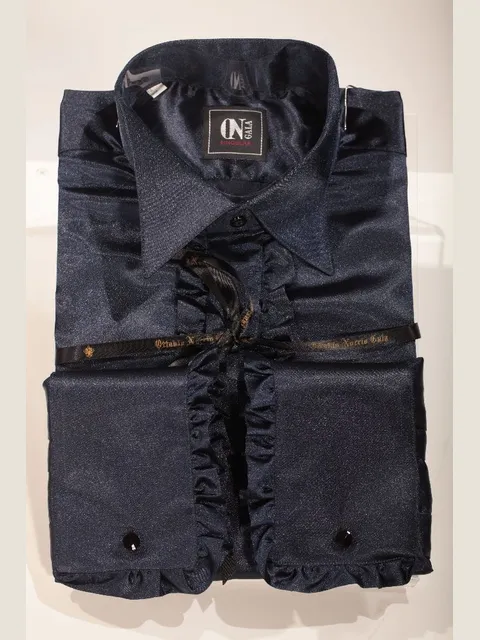 Blue shirt with ruffles