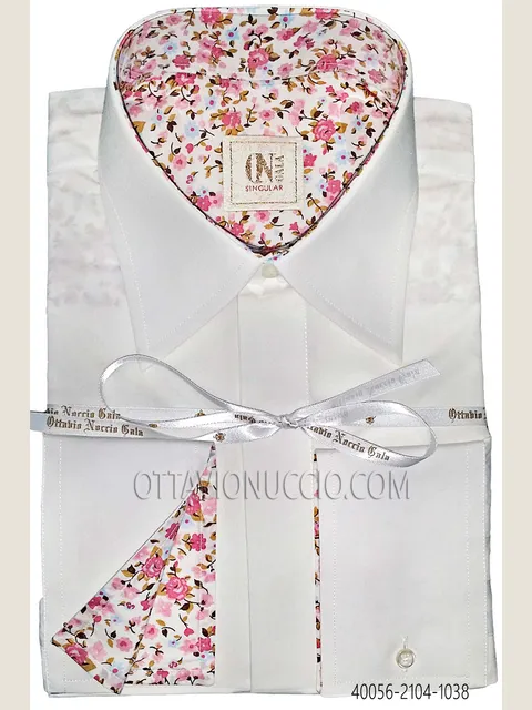 White Cotton Shirt with Contrast Detail