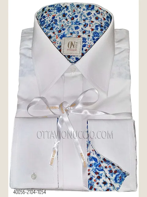 White Cotton Shirt with Contrast Detail