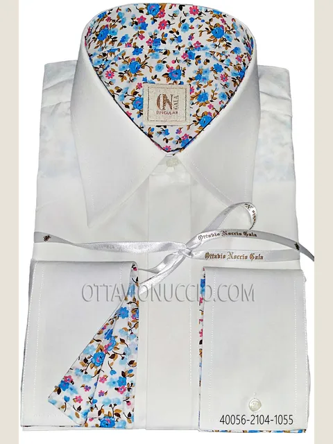 White cotton shirt with light blue contrasts