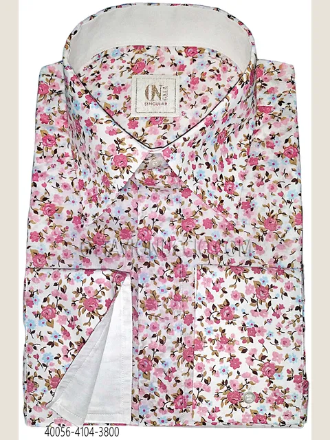 Cotton Shirt with Pink Liberty Print and Contrast Details