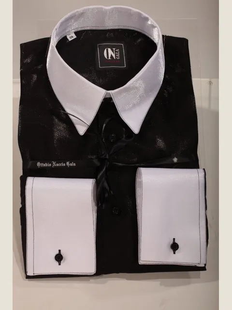 Black Shirt with Contrast White Detail