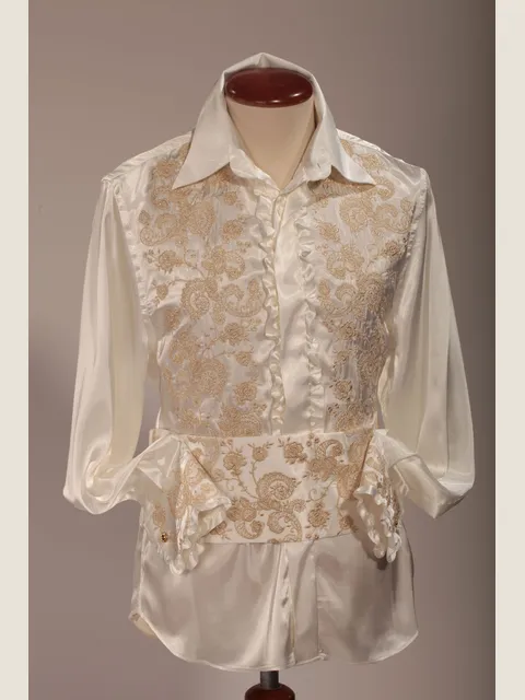 Embroidered Ivory Shirt with Classic Collar