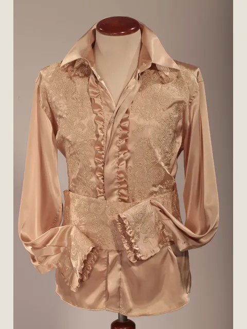 Gold shirt with classic collar, embroidered