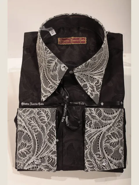 Black shirt with silver lace