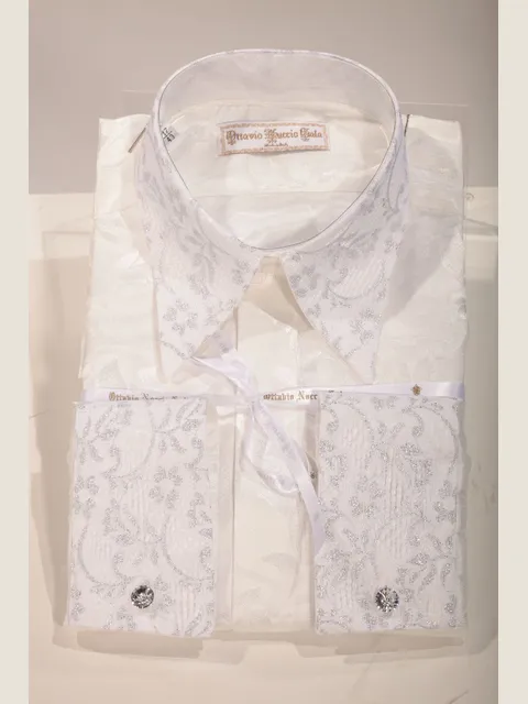 White Shirt with Silver-Tone Lace