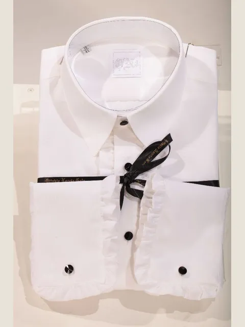 White microfibre shirt with frill