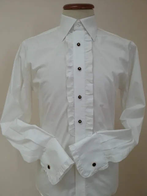 White Cotton Shirt with Ruffle
