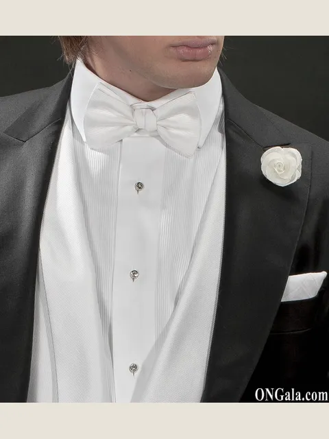 White Tuxedo shirt in cotton with piqué bib