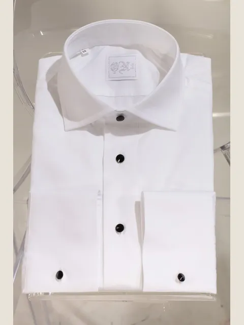 White Tuxedo shirt in cotton with piqué bib