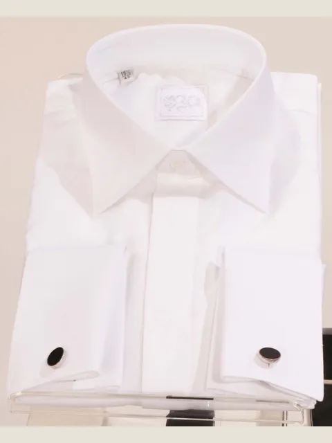 White Cotton Blend Shirt with Double Cuffs