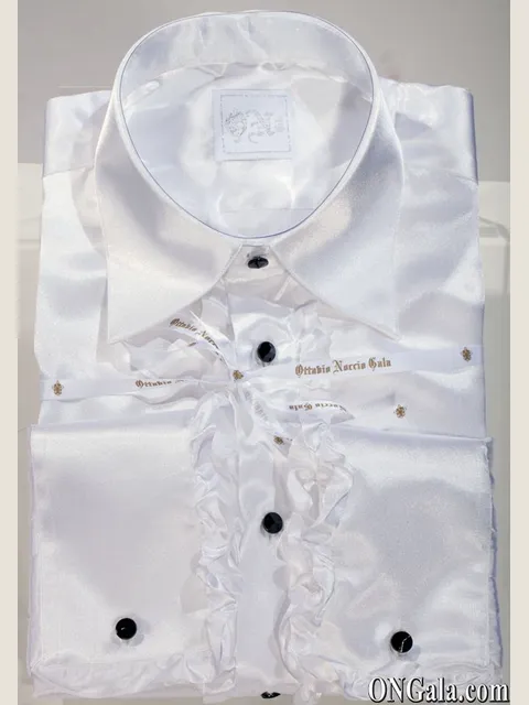 White Satin Shirt with Ruffles
