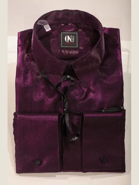 Shirt with fashion collar in fuchsia lurex