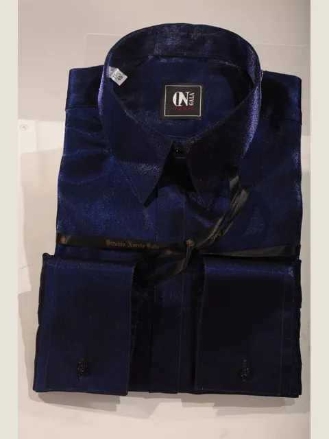 Shirt in ink blue lurex
