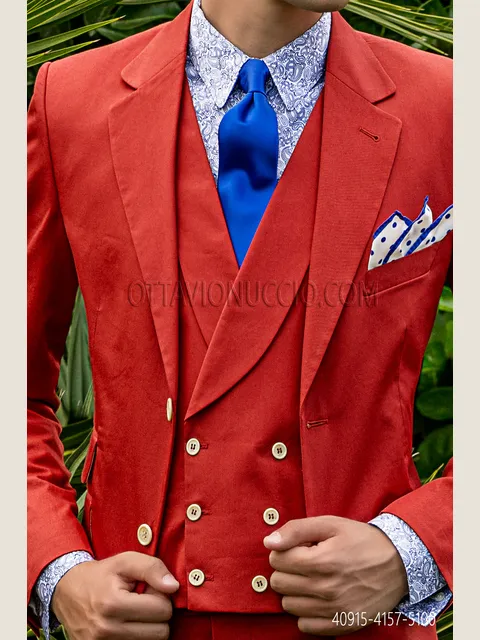 Modern collar shirt in blue paisley pattern
