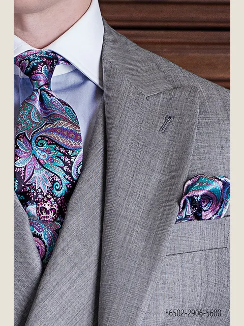Tie and Handkerchief in paisley silk