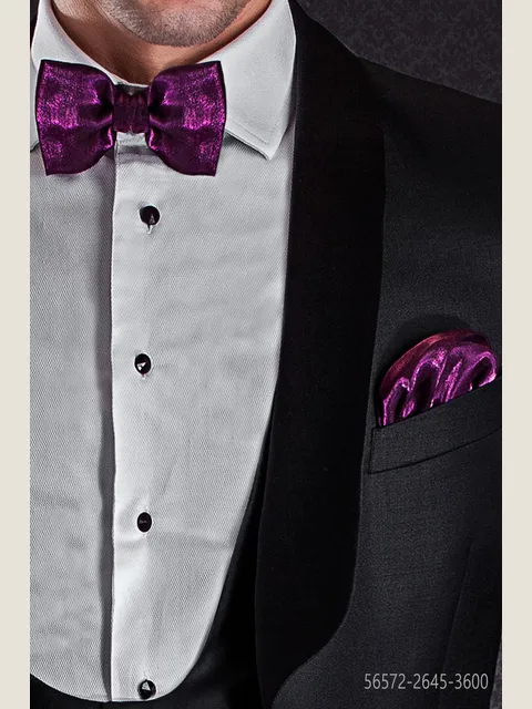 Fuchsia Lurex Bow-Tie and Handkerchief Set