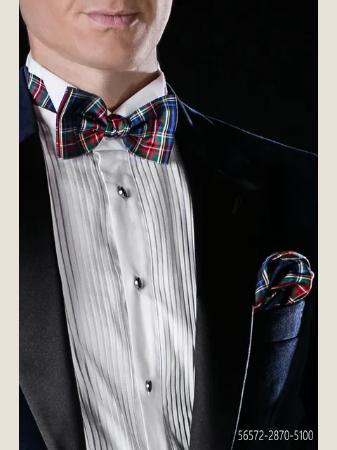 Bow tie and handkerchief in pure silk tartan