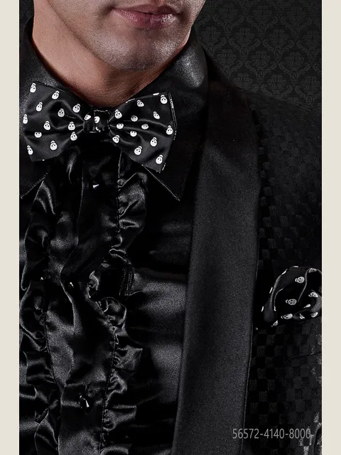 Black Bow tie and Handkerchief with skull print