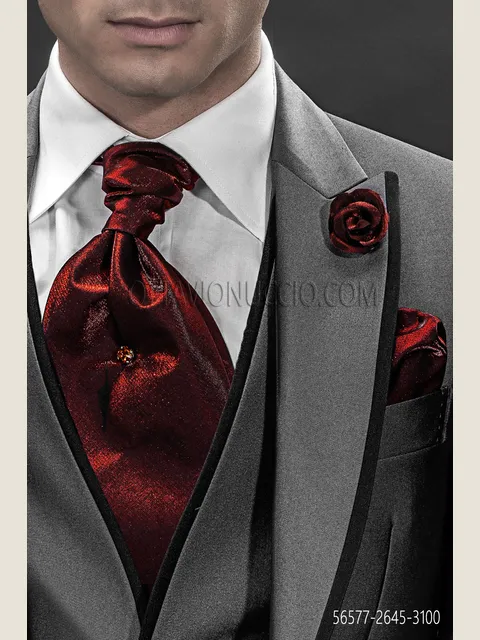 Red Lurex Cravat and Handkerchief Set