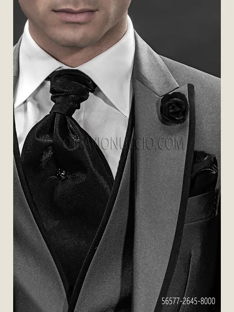 Black Lurex Cravat and Handkerchief Set