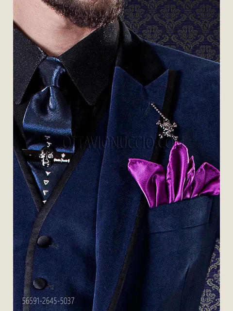 Tie in blue lurex with appliqués