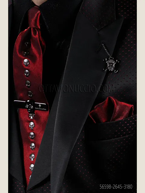 Red Lurex Tie and Handkerchief Set