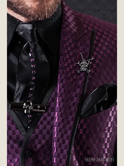 Tie in black lurex with purple appliqués