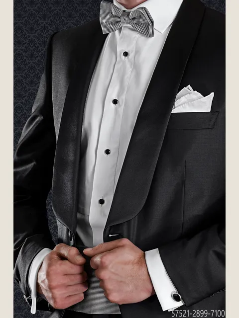 Hound's-tooth cummerbund and bow-tie in silk
