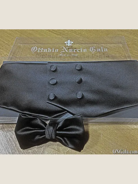 Black Satin Cummerbund and Bow-Tie Set