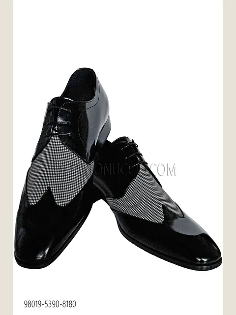 Two-tone lace-up shoe in black-houndstooth