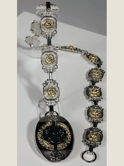 Metal belt with buckle in nickel finish
