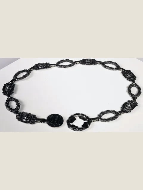 Metal belt with gunmetal grey finish