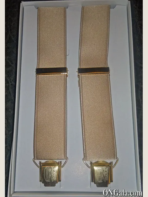 Gold braces in satin elastic