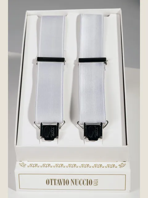 Satin-Look Elastic Braces in Pearl Grey