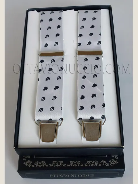 White braces with black skulls
