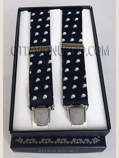Black braces with white skulls