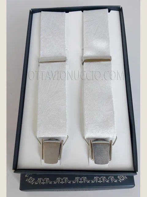 White braces in damask fabric