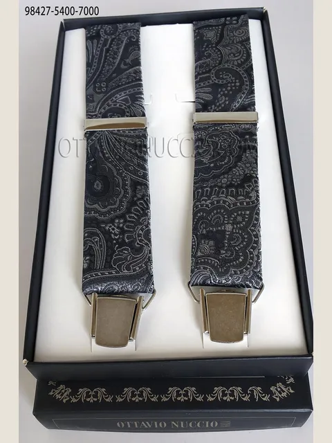 Grey braces in damask fabric