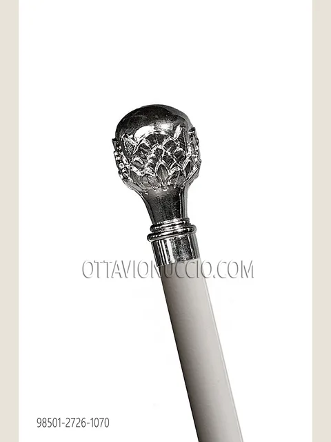 White cane with nickel knob