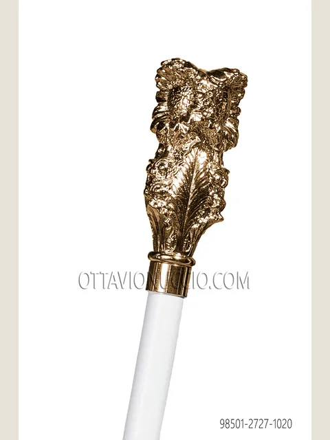 White Cane with Gold-Tone Knob
