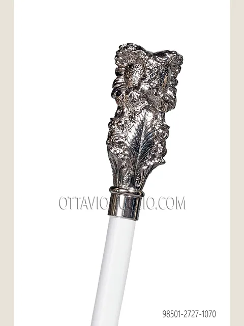 White cane with nickel knob