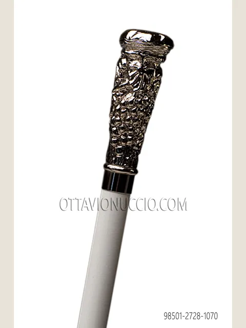 White cane with nickel knob