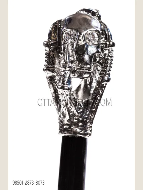 Cane with nickel skull shape